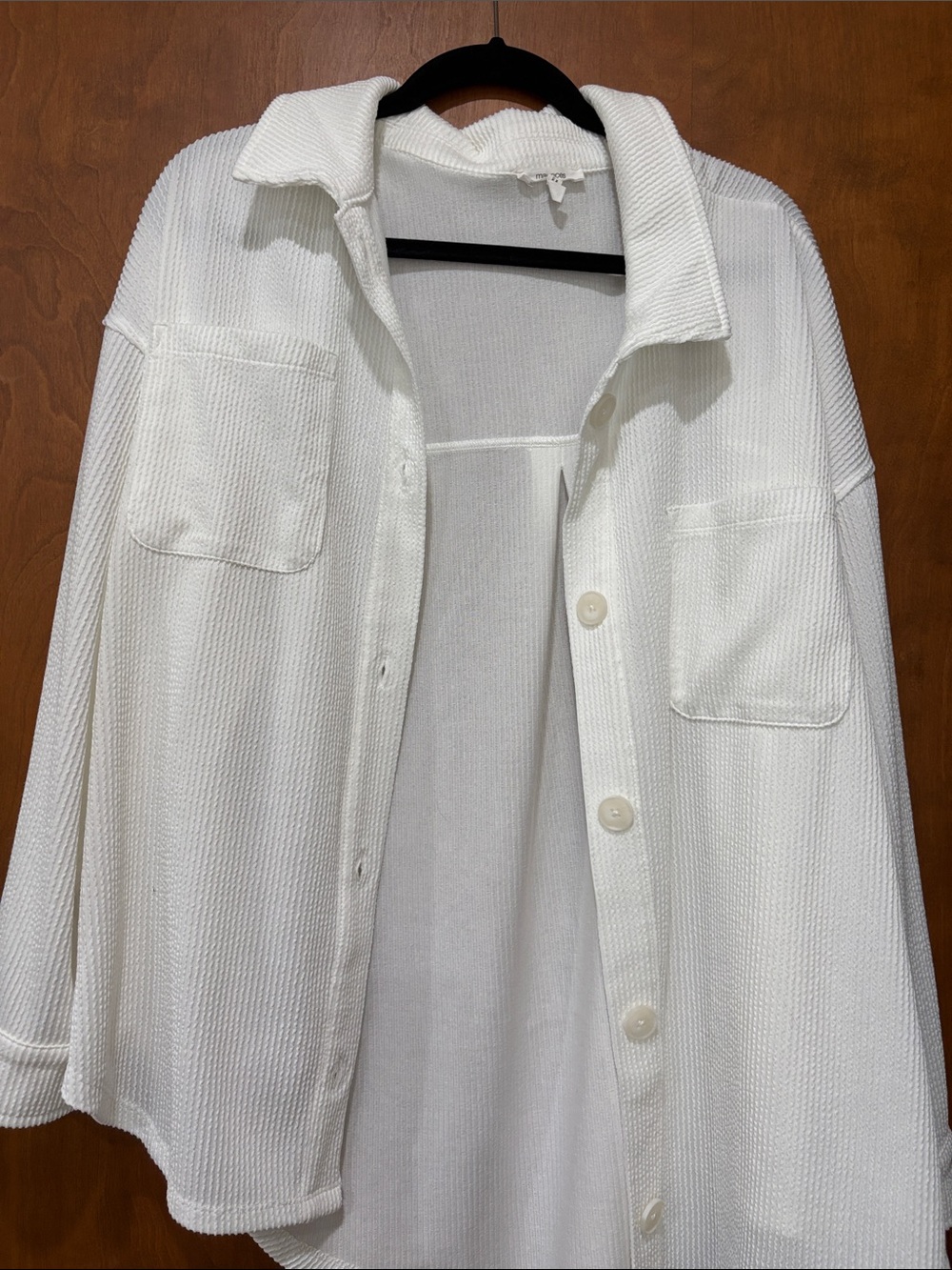 Women’s Maurice’s  White Button-Up Waffle Shirt Jacket